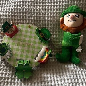 St. Patrick's Day accessories- Shamrock Hair Clips, Plush bracelet, & Barrettes